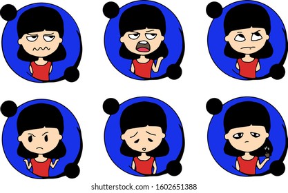 young woman icon with six different styles