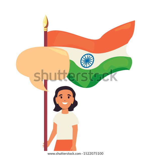 Young Woman Indian Flag Indepedence Day Stock Vector (Royalty Free ...