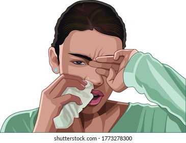 Young Woman Itching her Eye