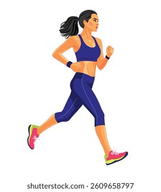 young woman jogging in casual running clothes
