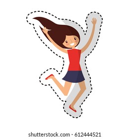 young woman jumping character