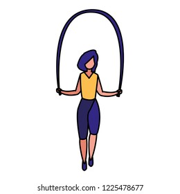 young woman jumping rope
