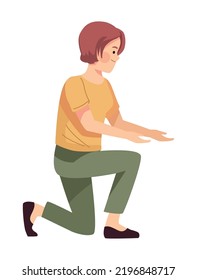 Young Woman Kneeling Position Character