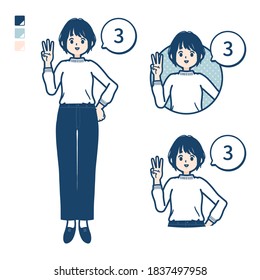 A young woman in a Knit sweater with Counting as 3 images.
It's vector art so it's easy to edit.
