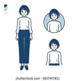 A young woman in a Knit sweater with Smiling images.
It's vector art so it's easy to edit.
