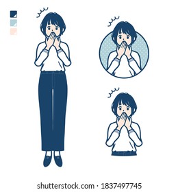 A young woman in a Knit sweater with surprised images.
It's vector art so it's easy to edit.
