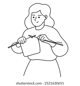 Young woman knitting illustration vector