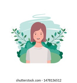 young woman with landscape background