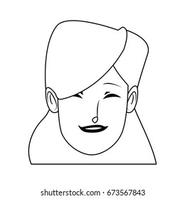 young woman laughing face pretty with closed eyes