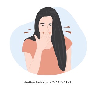 Young woman laughs, happy and fulfilled in work, love, family life. Vector illustration.