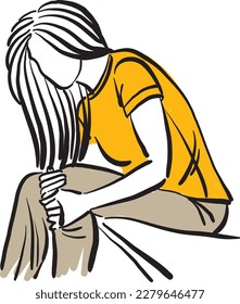 young woman with leg pain health problems vector illustration