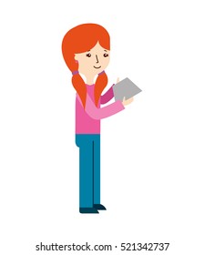 young woman with letter character vector illustration design