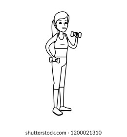 young woman lifting dumbbell