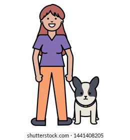 young woman with little dog adorable mascot