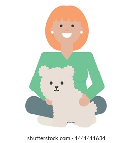 young woman with little dog adorable mascot