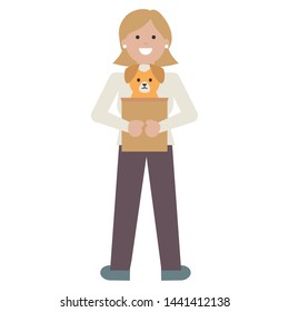 young woman with little dog adorable mascot