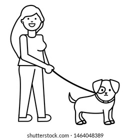 young woman with little dog adorable mascot