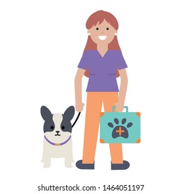 young woman with little dog adorable mascot