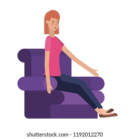 young woman in the livingroom avatar character