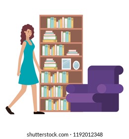 young woman in the livingroom avatar character