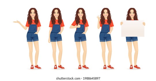 Young Woman Long Hair Casual Style Stock Vector (Royalty Free ...