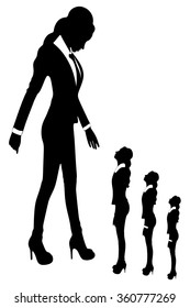 young woman looking  at small sad women