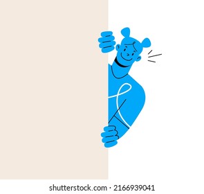 The young woman looking something outside. Colorful vector illustration
