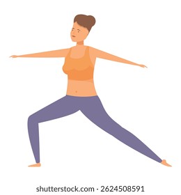 Young woman is maintaining a yoga warrior pose, showcasing the benefits of flexibility and strength training