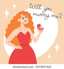 Young woman making a wedding proposal
