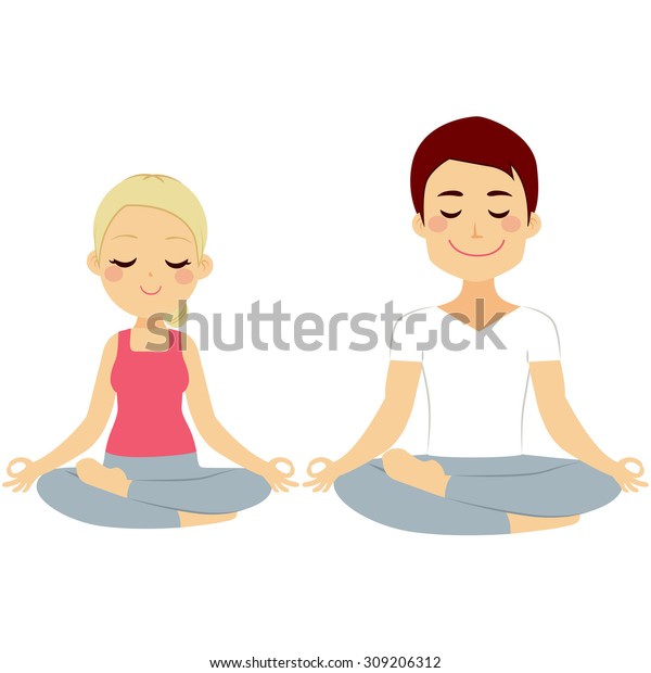 Young Woman Man Couple Doing Lotus Stock Vector Royalty Free 309206312