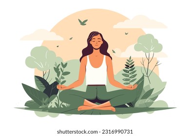 Free Vector  Cute woman meditation yoga cartoon vector icon