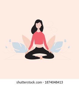 Woman Doing Meditation Lotus Pose Surrounded Stock Vector (royalty Free 