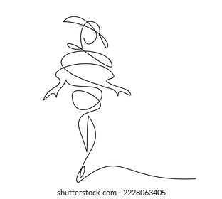 Young woman in modern dress. Fashion logo. Continuous one line drawing. Vector illustration