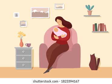 Young woman with a newborn