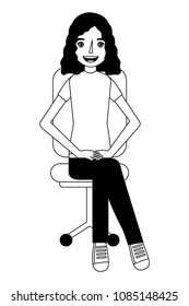 young woman in office chair avatar character