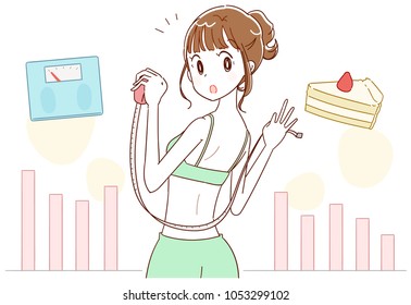 A young woman is on a diet
