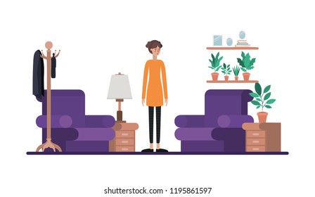 young woman on the livingroom