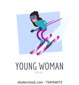 Young woman on skis, the ski season