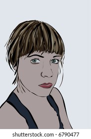 a young woman on a white background
