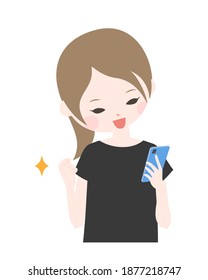 Young woman operating a smartphone