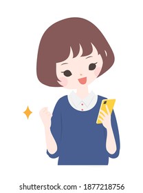 スマホ 女性 アジア人 のイラスト素材 画像 ベクター画像 Shutterstock