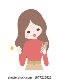 Young woman operating a smartphone
