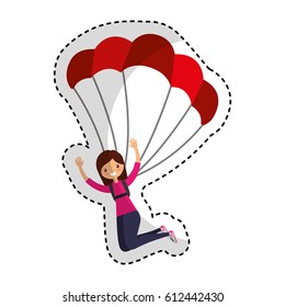 young woman with parachute