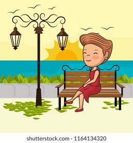 young woman in the park chair