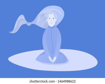 Young woman performing yoga exercise. Male cartoon character sitting in lotus posture and meditating. Flat vector illustration.