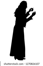 Young woman with phone on a white background