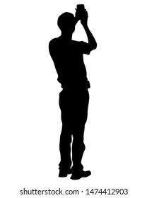 Young woman with phone on a white background