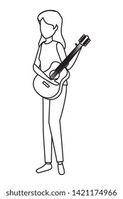 young woman playing guitar instrument