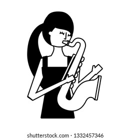 young woman playing saxophone