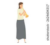 Young woman playing trumpet classical music orchestra instrument